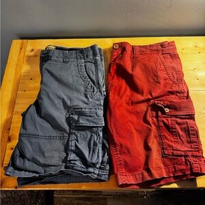 Men's Cargo Shorts - Red and Gray